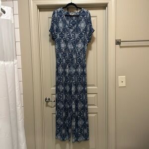 Blue patterned jumpsuit